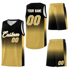 Black Old Gold Gradient Fashion Basketball Jersey 7