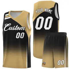 Black Old Gold Gradient Fashion Basketball Jersey 1