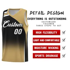 Black Old Gold Gradient Fashion Basketball Jersey 2
