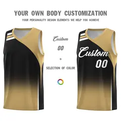 Black Old Gold Gradient Fashion Basketball Jersey 3