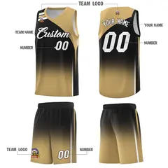 Black Old Gold Gradient Fashion Basketball Jersey 5