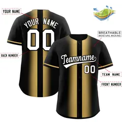 Black Old Gold Gradient Lapel Fashion Baseball Jersey 2