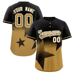 Black Old Gold Gradient Star Graffiti Baseball Jersey