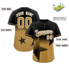 Black Old Gold Gradient Star Graffiti Baseball Jersey 2