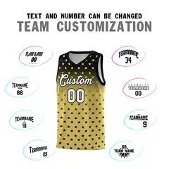 Black Old Gold Gradient Star Pattern Basketball Jersey Sets 4