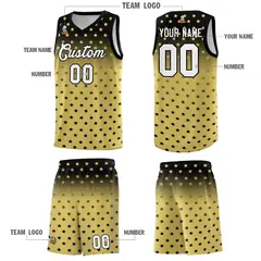 Black Old Gold Gradient Star Pattern Basketball Jersey Sets 5