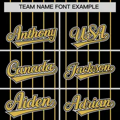 Black Old Gold Gradient Stripe Sleeves Baseball Jersey 3