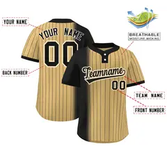 Black Old Gold Gradient Stripe Two-Button Softball Jersey 3