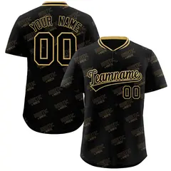 Black Old Gold Graffiti Full Button Baseball Jersey