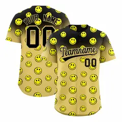 Black Old Gold Graffiti Gradient Smile Baseball Jersey