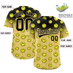 Black Old Gold Graffiti Gradient Smile Baseball Jersey 2