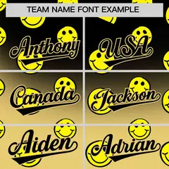 Black Old Gold Graffiti Gradient Smile Baseball Jersey 3