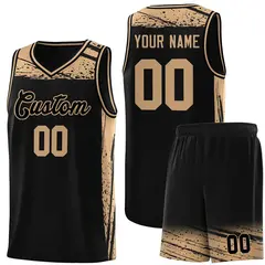 Black Old Gold Graffiti Pattern Sports Basketball Jersey