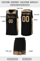 Black Old Gold Graffiti Pattern Sports Basketball Jersey 2