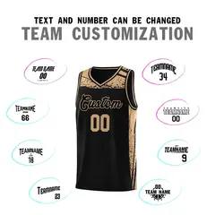 Black Old Gold Graffiti Pattern Sports Basketball Jersey 3