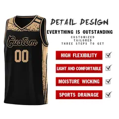 Black Old Gold Graffiti Pattern Sports Basketball Jersey 4