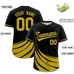 Black Old Gold Graffiti Wind Mark Pattern Baseball Jersey 2