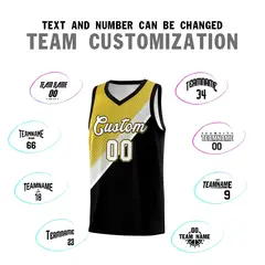 Black Old Gold Gray Diagonal Stripes Color Block Basketball Jersey 4