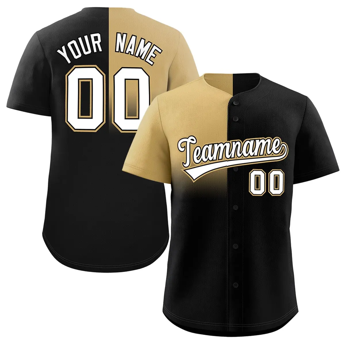 Black Old Gold Half Gradient Authentic Baseball Jersey