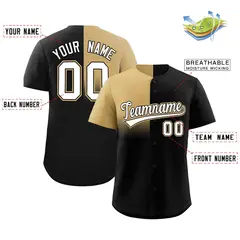 Black Old Gold Half Gradient Authentic Baseball Jersey 2
