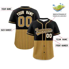Black Old Gold Half Stripe Authentic Baseball Jersey 2