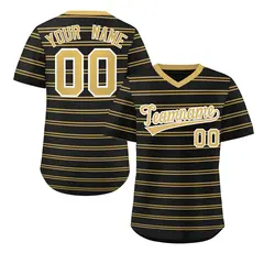Black Old Gold Horizontal Stripe Pullover Baseball Jersey