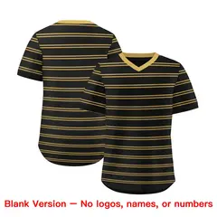 Black Old Gold Horizontal Stripe Pullover Baseball Jersey 3