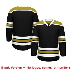 Black Old Gold Ice Cream Helmet Pattern Hockey Jersey 7