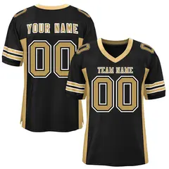 Black Old Gold Insert Color Mesh Football Jersey