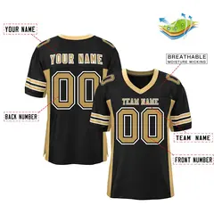 Black Old Gold Insert Color Mesh Football Jersey 2