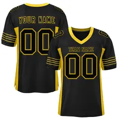 Black Old Gold Insert Color Mesh Football Jersey 1