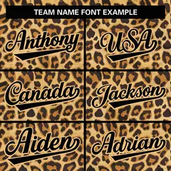 Black-Old Gold Leopard Graffiti Pattern Baseball Jersey 3