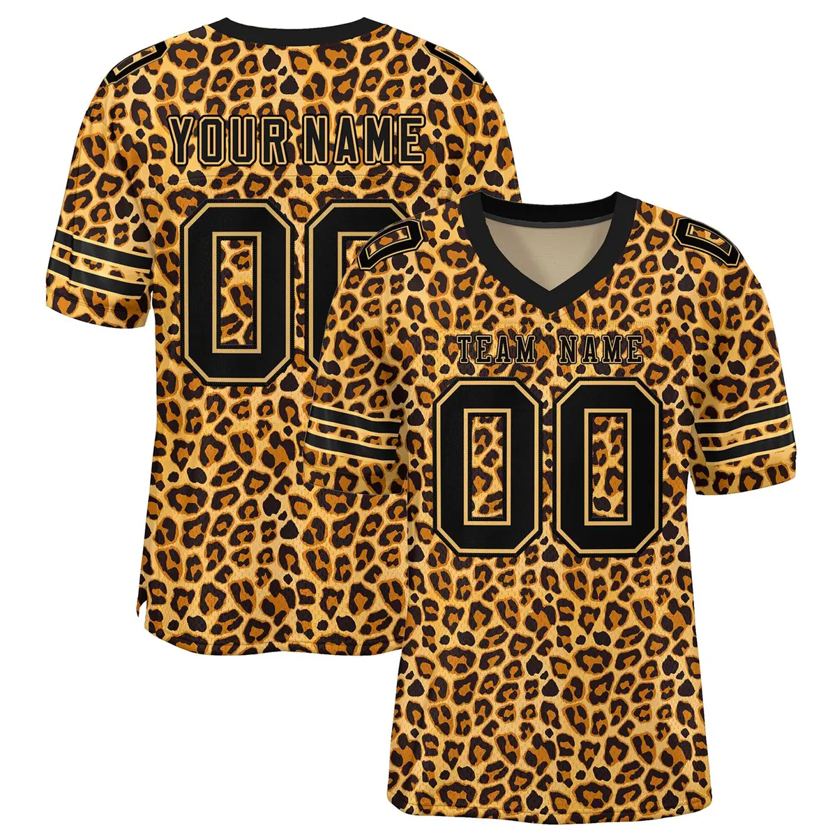 Black-Old Gold Leopard Mesh Authentic Football Jersey