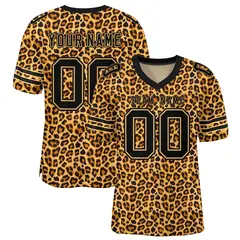 Black-Old Gold Leopard Mesh Authentic Football Jersey