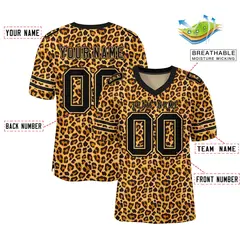 Black-Old Gold Leopard Mesh Authentic Football Jersey 2