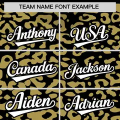 Black Old Gold Leopard Print Baseball Jersey 3