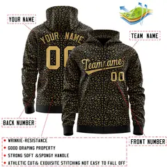 Black Old Gold Leopard Print Varsity Full-Zip Letterman Jacket Hoodie 4