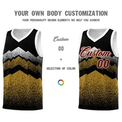 Black Old Gold Mountain Fade Gradient Basketball Jersey 3