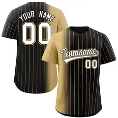 Black Old Gold Pinstripe Gradient Baseball Jersey 1