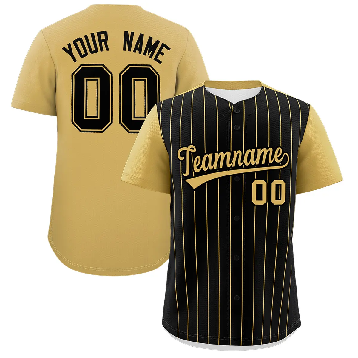 Black Old Gold Pinstripe Two-Tone Authentic Baseball Jersey