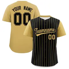 Black Old Gold Pinstripe Two-Tone Authentic Baseball Jersey 1