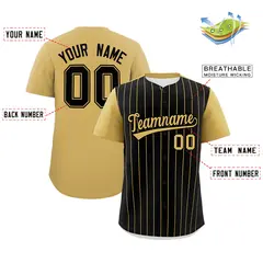 Black Old Gold Pinstripe Two-Tone Authentic Baseball Jersey 2