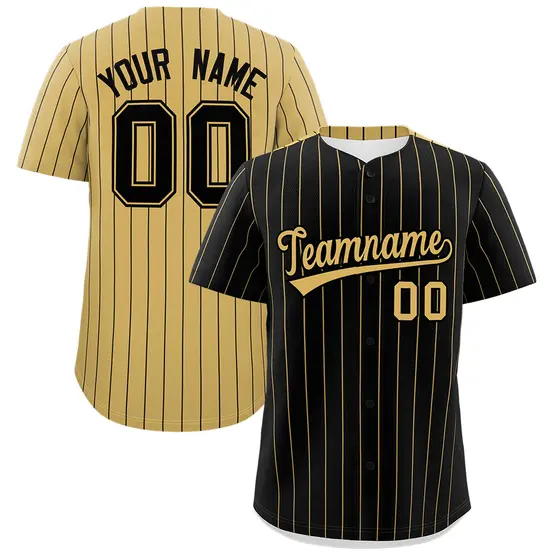 Black Old Gold Pinstripe Two-Tone Authentic Baseball Jersey