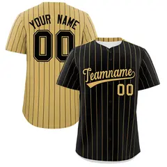 Black Old Gold Pinstripe Two-Tone Authentic Baseball Jersey 1