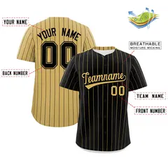 Black Old Gold Pinstripe Two-Tone Authentic Baseball Jersey 2