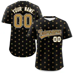 Black Old Gold Polka Dot Graffiti Authentic Baseball Jersey 1