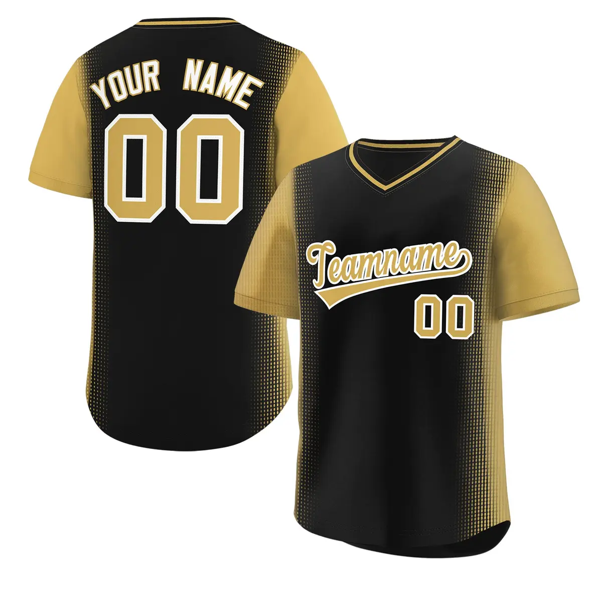 Black Old Gold Raglan Pullover Authentic Baseball Jersey