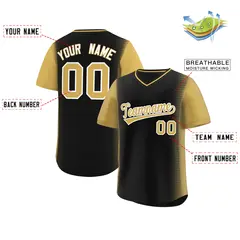 Black Old Gold Raglan Pullover Authentic Baseball Jersey 2