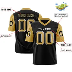 Black Old Gold Raglan Sleeves Authentic Football Jersey 2