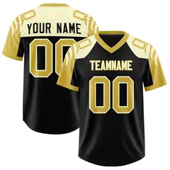 Black Old Gold Raglan Sleeves Authentic Football Jersey 1